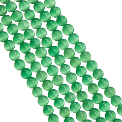 Verde Cuentas de ojo de gato arricraf, rondo, verde, 7.5~8 mm, agujero: 1 mm, aproximadamente 14~14.5 pulgada / hebra, sobre 48~50 unidades / cadena, 3 hebras / caja