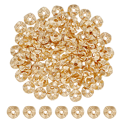 Real 14K Gold Filled 100шт. сплава проставки бусины, волнистый, real 14 k золото заполнено, 6x2 мм, отверстие : 1.4 мм