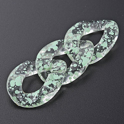Aquamarine Transparent Acrylic Linking Rings, Quick Link Connectors, for Curb Chains Making, Twist Oval, Aquamarine, 39x29x7.5mm, Inner Diameter: 12x22mm