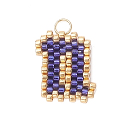 Letter N Бисер ручной работы миюки, ткацкий узор с буквами подвески, с 304 кольцами из нержавеющей стали, Письмо N, 15x9x2 мм, отверстие : 2.5 мм