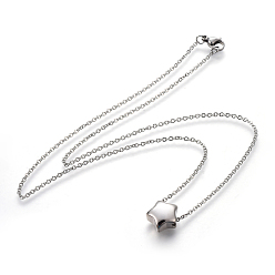 Нержавеющая Сталь Цвет Не тускнеющие 304 ожерелья с подвесками из нержавеющей стали, с когтями омара застежками и кабельных цепей, звезда, цвет нержавеющей стали, 17.9 дюйм (45.5 см), Кулон : 11.5x11.5x6 мм