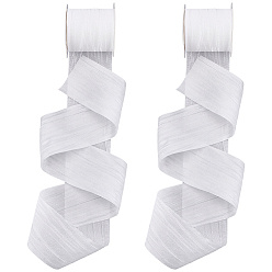 White Polyester Wrinkle Ribbons, for Gift Packaging, White, 2 inch(50mm), about 10.00 Yards(9.14m)/Roll