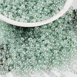 (RR370) Sea Foam Luster Миюки круглые бусины рокайль, японский бисер, (rr 370) блеск морской пены, 8/0, 3 мм, отверстие : 1 мм, Около 2111~2277 шт / 50 г