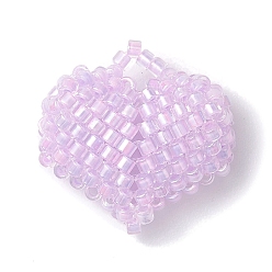 Сливовый Бисер бисерные подвески, сердце кулон, слива, 21.5x22x8 мм, отверстие : 4 мм