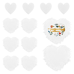 Heart 6Bags Polyester Blank Embroidery Sew on Cloth Patches, Sewing Craft Decoration, White, Heart, 124x128x1.5mm