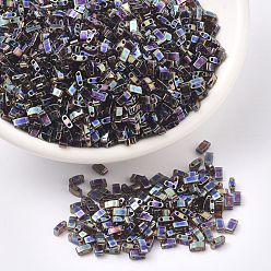 (HTL296) Transparent Root Beer AB MIYUKI Half TILA Beads, Japanese Seed Beads, 2 Hole, (HTL296) Transparent Root Beer AB, 5x2.3x1.9mm, Hole: 0.8mm, about 2500pcs/100g