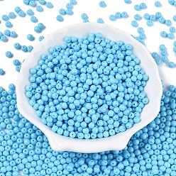 Темно-Голубой Непрозрачная выпечка окрашены стеклянные бусины, круглые, глубокое синее небо, 4~4.5x3.5~4 мм, отверстие : 0.9~1 мм, Около 4500 шт / фунт