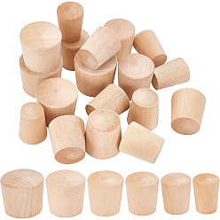 Wheat 18Pcs 6 Style Bamboo Bottle Stoppers, Trapezoid, Wheat, 32.5~40x24~38mm