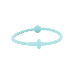 Бледно-бирюзовый Детские силиконовые эластичные браслеты с крестом для девочек и мальчиков, бледные бирюзовая, 7-5/8 дюйм (19.5 см)
