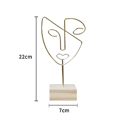 Золотистый Абстрактная стойка для хранения железных сережек, держатель для ожерелий на деревянной основе, подставки для хранения ювелирных изделий, золотые, 7x7x22 см