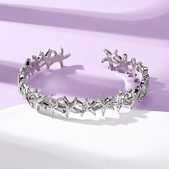 Платина Латунь манжеты браслеты для женщин, морская звезда, платина, внутренний диаметр: 2-1/4 дюйм (5.85 см)