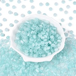 Turquoise Perles de verre de style banc de tirage de qualité A de FGB, rondelle, imitation chat perles oeil, turquoise, 7.5x4.5mm, Trou: 1.2~1.4mm, environ 1250 pcs / livre