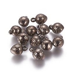 Gunmetal CCB Plastic Fruit Pendants, Strawberry Charms, Gunmetal, 15x10x9.5mm, Hole: 3mm