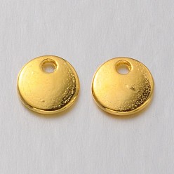 Golden Alloy Pendants, Stamping Blank Tags, Cadmium Free & Lead Free, Flat Round, Golden, 8x1.5mm