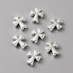 Античное Серебро Сплавочные овальные бусины тибетского стиля , крестик, античное серебро, 13.5x11x3.5 мм, отверстие : 1.6 мм