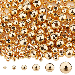 Настоящее золото 18K 240шт. латунные круглые разделительные бусины, реальный 18 k позолоченный, 2~6 мм, отверстие : 1~1.4 мм