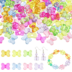 Mixed Color 105Pcs 7 Colors Transparent Acrylic Beads, Bowknot, Mixed Color, 11x15x8mm, Hole: 3mm, 15pcs/color