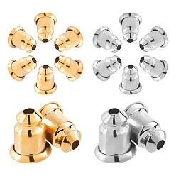 Mixed Color 8Pairs 2 Style Brass Ear Nuts/Earring Backs, Long-Lasting Plated, Mixed Color, 6x5mm, Hole: 1mm, 4pair/style
