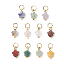 Золотой Природные смешанные подвески драгоценных камней, , с 304 фурнитурой из нержавеющей стали, смешанные окрашенные и неокрашенные, золотые, 10.5x6x2.5 мм, Перейти кольцо: 5x0.8 мм, внутренний диаметр: 3.5 мм