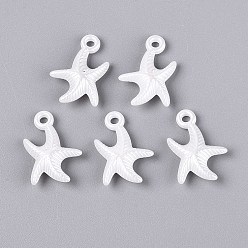 Кремово-белый Абс пластмассовые жемчужные подвески, морская звезда, кремово-белые, 20x14x5 мм, отверстие : 2 мм, Около 1428 шт / 500 г