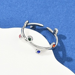 Разноцветный 304 открытые манжеты из нержавеющей стали Rhinetson для женщин, цвет нержавеющей стали, круглые, красочный, 1.5~7.5 мм, внутренний диаметр: регулируемый