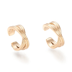 Golden Brass Cuff Earrings, X Shape, Golden, 11x10.5x4.5mm, Inner Diameter: 9.5mm