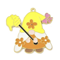 Gnome Эмалевые подвески из сплава на тему пчел, золотые, гном, 35x34x1 мм, отверстие : 1.8 мм