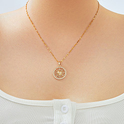 Золотой Элегантные и стильные ожерелья с подвесками из кубического циркония в форме солнца для женщин, золотые, 15.75 дюйм (40 см)