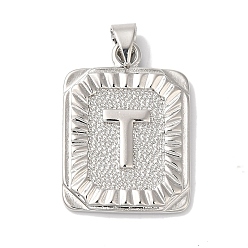 Letter T Стойки обшивки латунные подвески, долговечный, без свинца и без кадмия, квадрат с подвесками в виде букв, Письмо T, 24x17x2.5 мм, отверстие : 4x3.5 мм