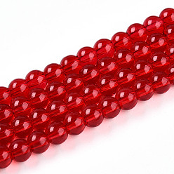 Малиновый Краска для выпечки, прозрачные стеклянные бусины, нити, круглые, малиновый, 6~6.5 мм, отверстие : 1.2 мм, около 138~142 шт / нитка, 29.53~30.31 дюйм (75~77 см)