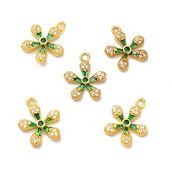 Золотой Стойка металлическая латунная микропрофилированная кубическая циркония подвески, долговечный, без кадмия и без свинца, цветок, золотые, 18x15x3 мм, отверстие : 1.6 мм