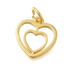 Настоящее золото 18K Подвески в форме сердца из латуни, с прыжковых колец, без свинца и без кадмия, долговечный, реальный 18 k позолоченный, 12.5x12x1.5 мм, отверстие : 3.5 мм