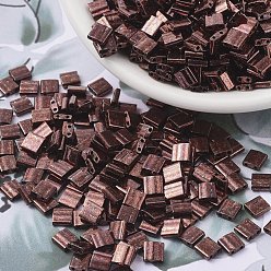 (TL457B) Металлический Темный Малиновый Ирис Миюки тила бусины, японский бисер, 2-луночное, (тл 457 б) металлический темный малиновый ирис, 5x5x1.9 мм, Отверстие : 0.8 мм , около 590 шт / 50 г