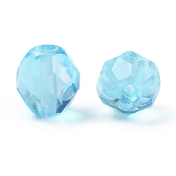 Aquamarine Fire-Polished Czech Glass Beads, Faceted, Ananas, Aquamarine, 7.5~8x8mm, Hole: 1.2mm, about 120pcs/bag