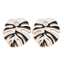 пшеница Стойки обшивки сплава эмали подвески, без кадмия, без никеля и без свинца, лист монстры, золотой свет, цвет пшеницы, 33.5x30x1.5 мм, отверстие : 5 мм