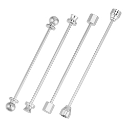 Платина 4шт. 4 варианты фурнитуры для латунных воротничковых булавок, штыри отворотом броши, платина, 61.5~68.5x5.5~6x5~6 мм, 1 шт / стиль