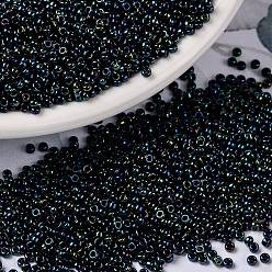 (RR452) Metallic Dark Blue Iris MIYUKI Round Rocailles Beads, Japanese Seed Beads, 15/0, (RR452) Metallic Dark Blue Iris, 1.5mm, Hole: 0.7mm, about 250000pcs/pound