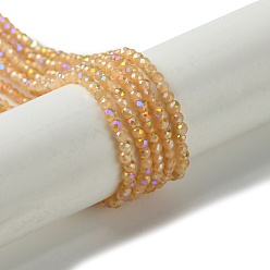 Сэнди Коричневый Гальванические стеклянные бусины, граненые, с половиным покрытием, с покрытием AB цвета, круглые, песчаный коричневый, 2 мм, отверстие : 0.7 мм, около 200 шт / нитка, 14.57'' (37 см)