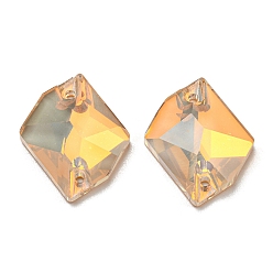 Шелк Мокко(мк) неправильный ромб пришить по стразам, 2 звенья отверстий, плоская задняя и задняя, аксессуары для одежды, шелк, 17~17.5x13~14x4.5~5 мм, отверстие : 1 мм, 28 шт / совет