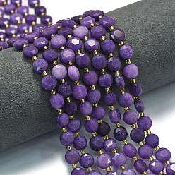 Фиолетовый Нити бусин из натурального кварца окрашенные, граненый пятиугольный разрез, плоско-круглые, с бисером, фиолетовые, 8~8.5x5 мм, отверстие : 0.8 мм, около 36 шт / нитка, 15.16''~15.24'' (38.5~38.7 см)