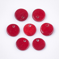 FireBrick Freshwater Shell Charms, Dyed, Flat Round, FireBrick, 10x1.5~2mm, Hole: 1.5mm