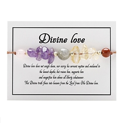 Смешанные камни Натуральный смешанный драгоценный камень плетеные браслеты из бисера, регулируемый браслет круглой формы и фишек, 6-1/4~10-1/4 дюйм (16~26 см)