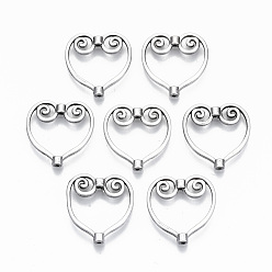 Antique Silver Tibetan Style Alloy Bead Frames, Heart, Cadmium Free & Lead Free, Antique Silver, 20x20x3mm, Hole: 1mm, about 850pcs/1000g