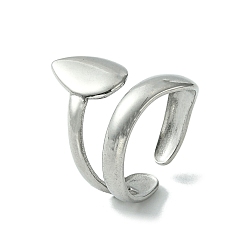 Stainless Steel Color Non-Tarnish 304 Stainless Steel Open Cuff Ring, Teardrop, Stainless Steel Color, US Size 7(17.3mm)