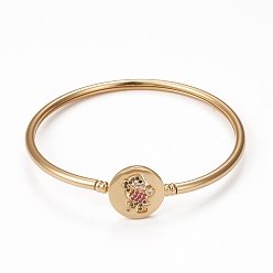 Разноцветный Браслеты из латуни с микропаве из кубического циркония, настоящие 18k позолоченные плоские круглые браслеты с застежкой для девочек, долговечный, без кадмия и без свинца, красочный, внутренний диаметр: 2-1/4 дюйм (5.6 см)