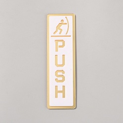 Золотистый Самоклеящиеся акриловые дверные таблички, прямоугольник со словом push, золотые, 125x37x3 мм
