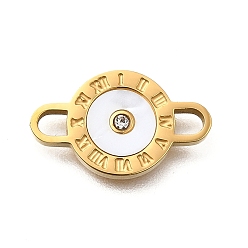 Белый 304 римские цифры из нержавеющей стали, вырезанные лазером, плоские круглые звенья, подвески-соединители, с пластиковой имитацией оболочки, ручная полировка, ионное покрытие (ip), золотые, белые, 16.5x10x1.5 мм, отверстие : 2.3x2 мм