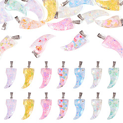 Mixed Shapes 15 шт. подвески из светящейся смоляной пайетки, с защелкой из нержавеющей стали на поручнях, разнообразные, 32x15x4.5 мм, отверстие : 7.5 мм