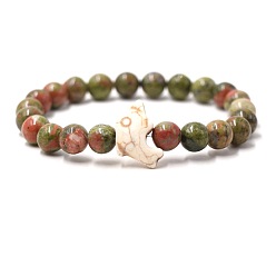 Унакит Браслеты из натуральных бусин унакита и синтетической бирюзы для мужчин и женщин, круглый и дельфиновый