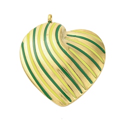 Шампанско-Желтый 304 подвески из нержавеющей стали, с эмалью, полосатый сердечный брелок, золотые, шампанское желтый, 28x24x4.5 мм, отверстие : 2 мм